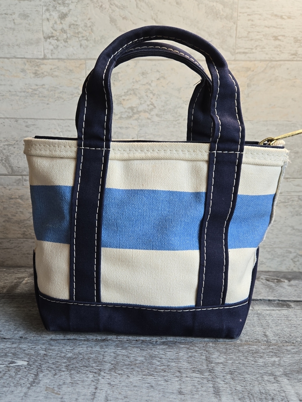 L.L. Bean Vintage Boat And Tote Striped Canvas Bag 90's SKU OAMK6  With Zipper